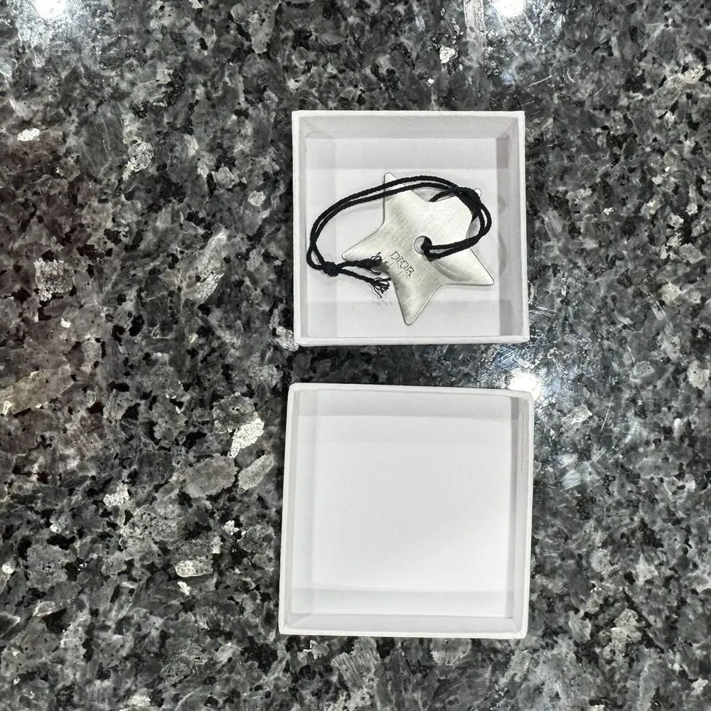 Dior Small White Jewelry Gift Empty Box + Silver Dior Star 